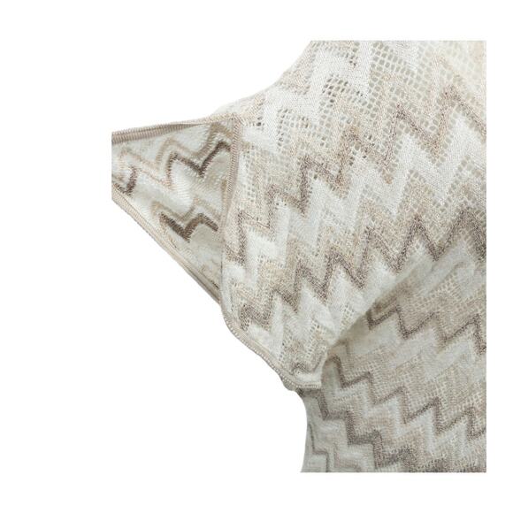 WHBM Small Chevron Knit Top Beige Neutral Crisscross Back Boho Chic Sweater - Picture 6 of 11